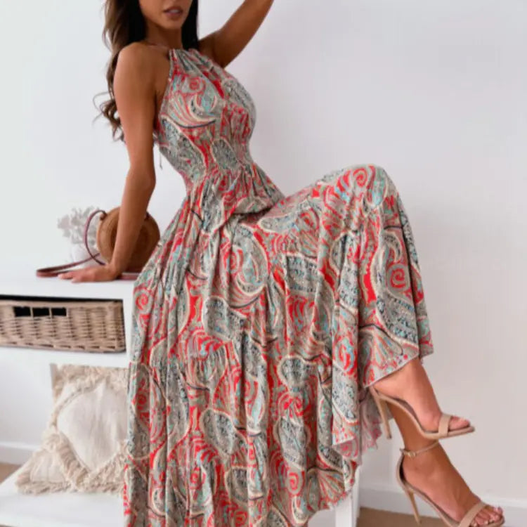 Bohemian Floral Backless Maxi Dress for Summer Outings