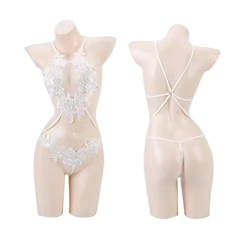 Lace Lingerie Bodysuit with Open Crotch Design