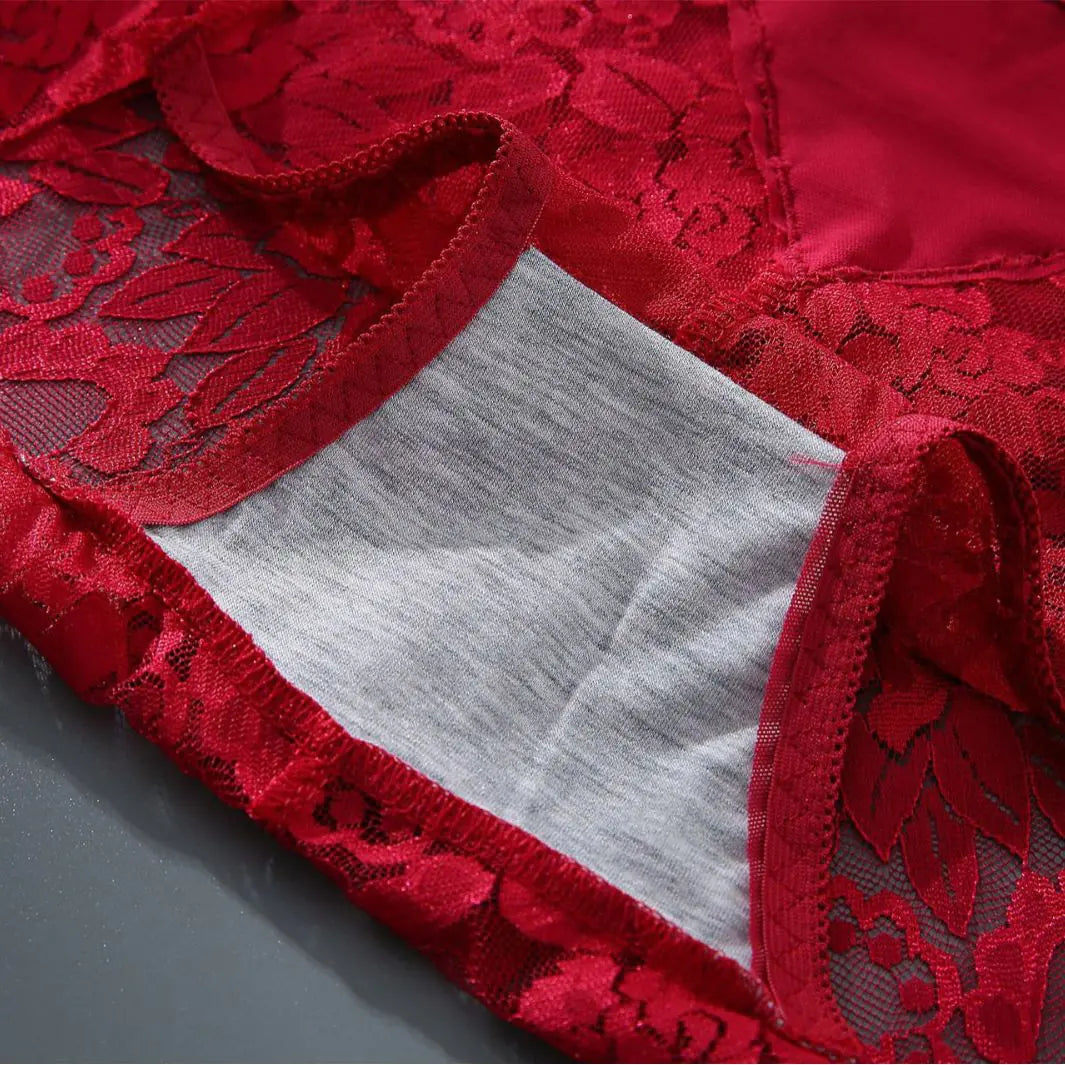 Plus Size Women's Lace Mid-Waist Briefs Underwear