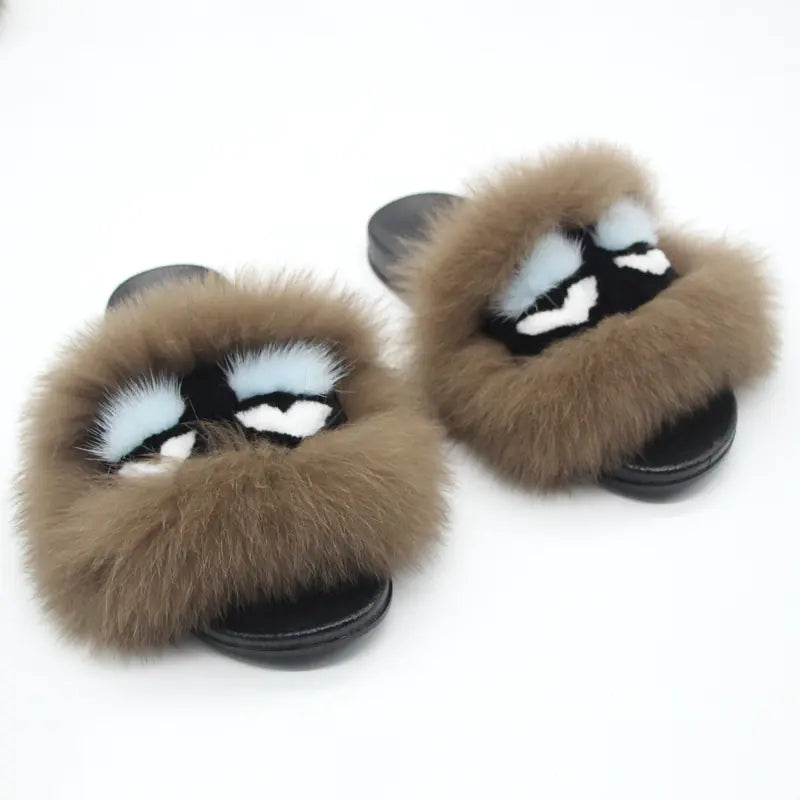 Fashion Faux Fur Slippers for Women - Non-Slip Design