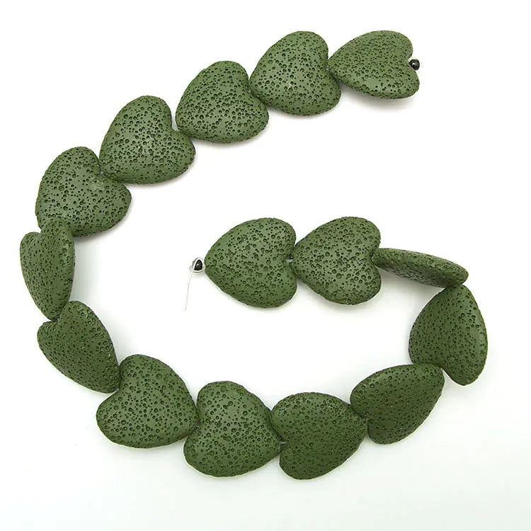 Colorful Heart-Shaped Volcanic Rock Bracelet