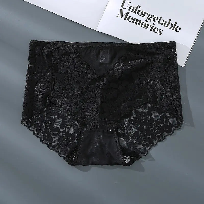 Plus Size Women's Lace Mid-Waist Briefs Underwear