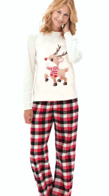 Christmas Family Pajama Set with Reindeer Print