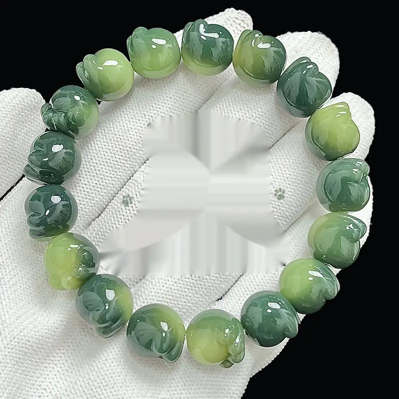 Cat's Paw Bodhi Root Bracelet with White Jade Design