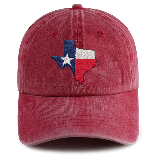 MOLIAN Texas Map Flag Embroidered Baseball Cap for Men Women - Adjustable Cotton Washed Dad Hat