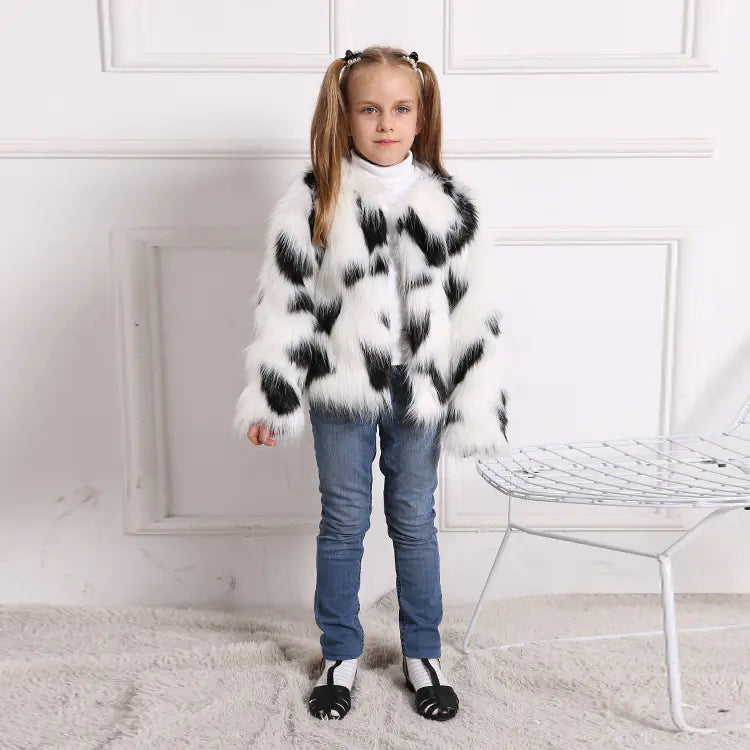 Girls' Faux Fur Coat for Autumn and Winter