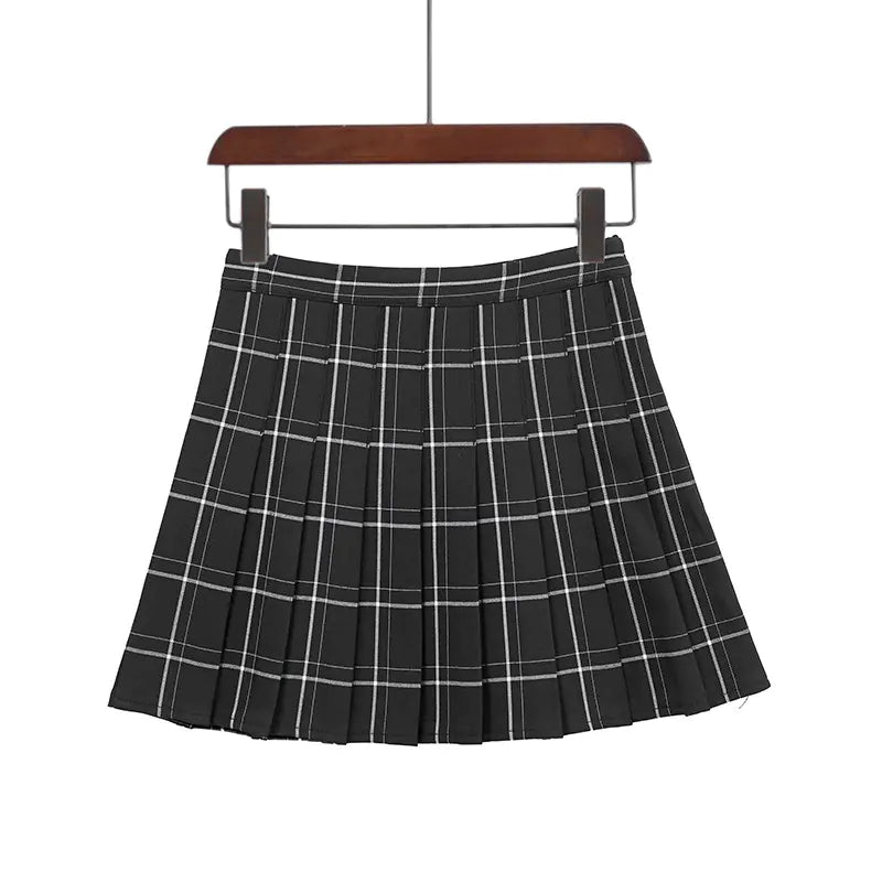 Plaid Pleated A-Line High Waist Skirt