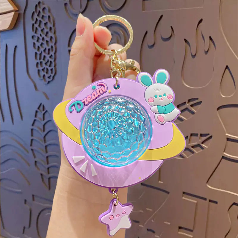 Cartoon Starry Rabbit Glowing Light Keychain Gift