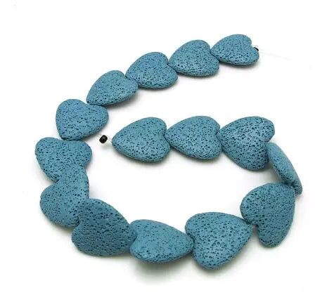 Colorful Heart-Shaped Volcanic Rock Bracelet