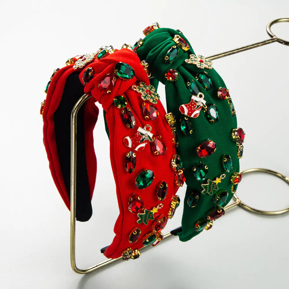 Handmade Christmas Tree Headband with Knot Design