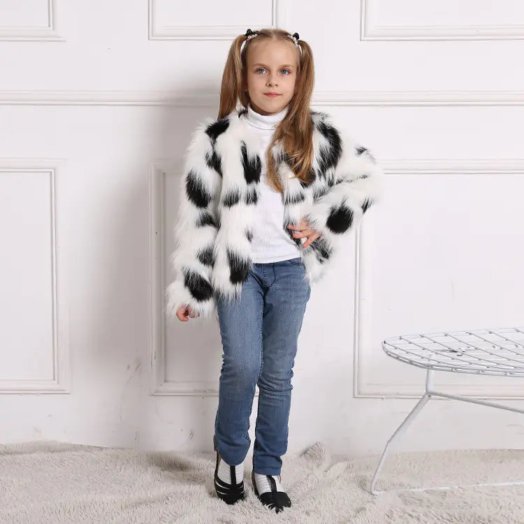 Girls' Faux Fur Coat for Autumn and Winter