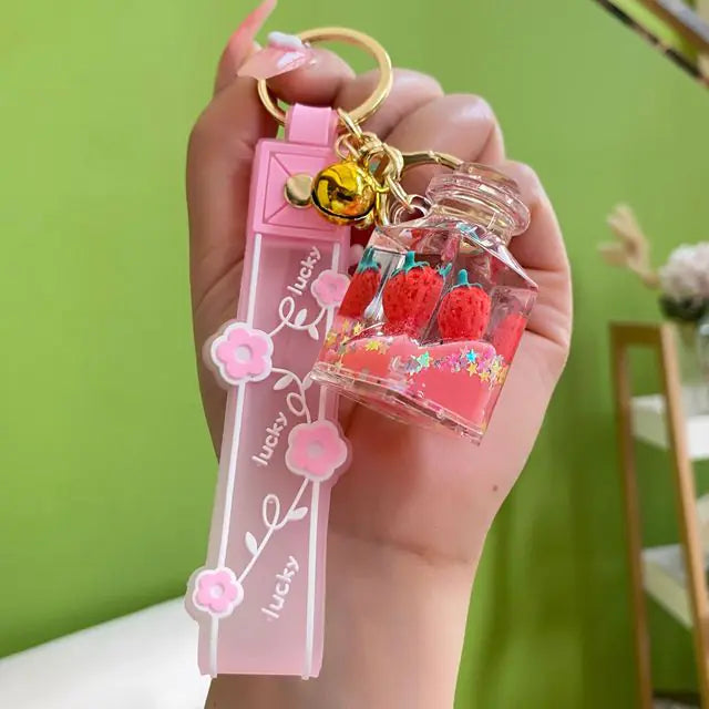 Acrylic Strawberry Sequin Keychain Pendant Gift