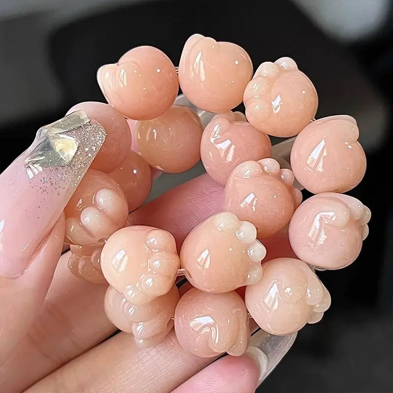 Cat's Paw Bodhi Root Bracelet with White Jade Design