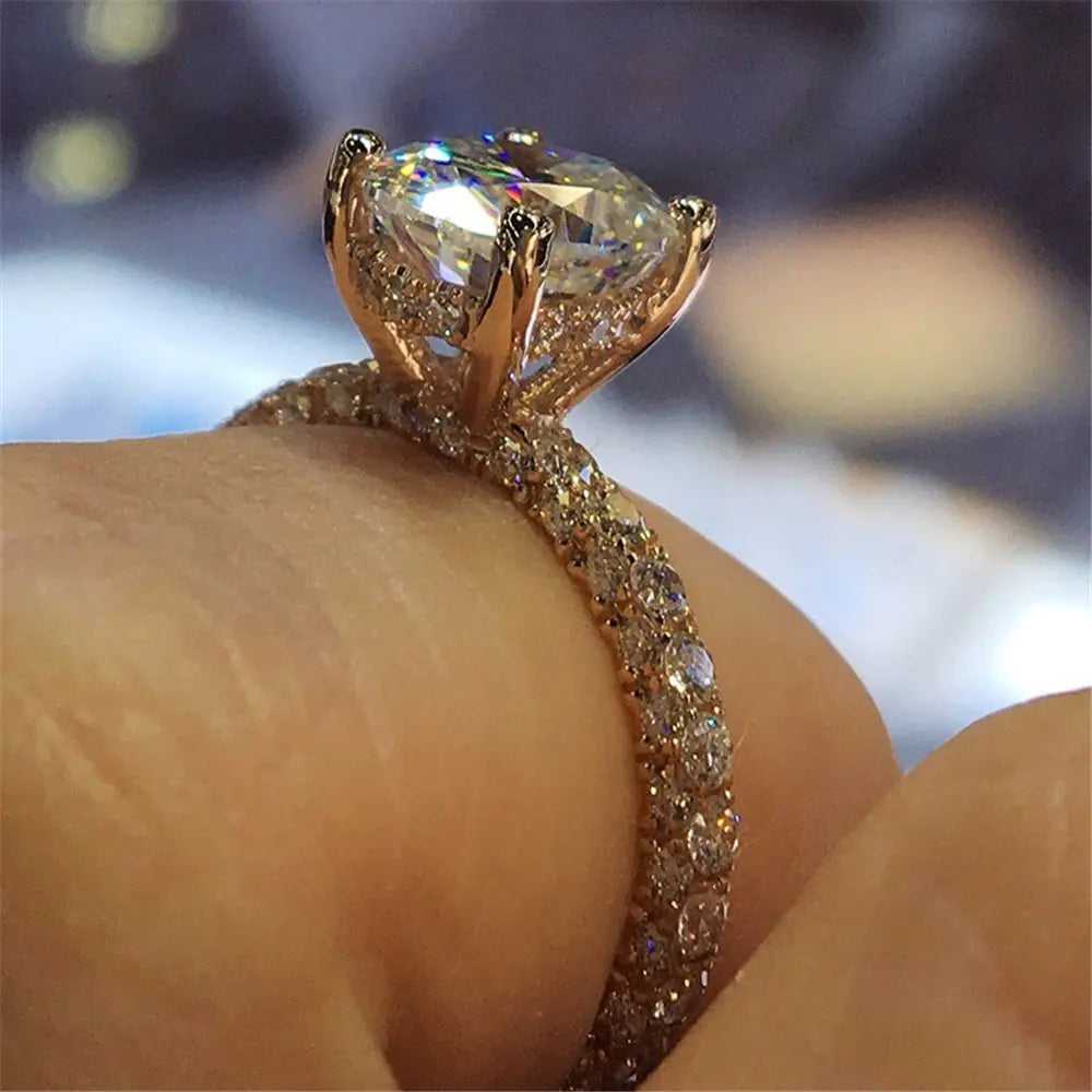 Princess Ring with Sparkling Diamonds for Engagement