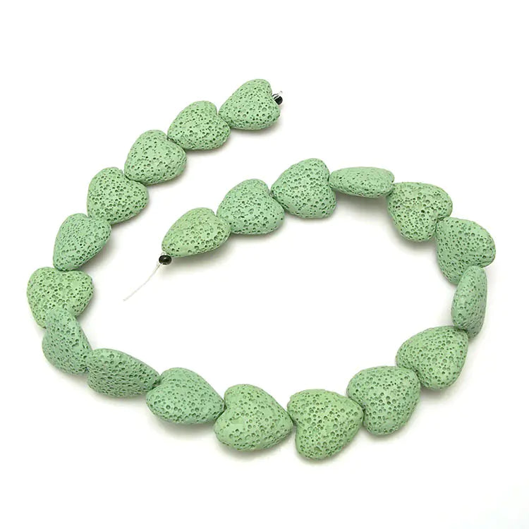 Colorful Heart-Shaped Volcanic Rock Bracelet