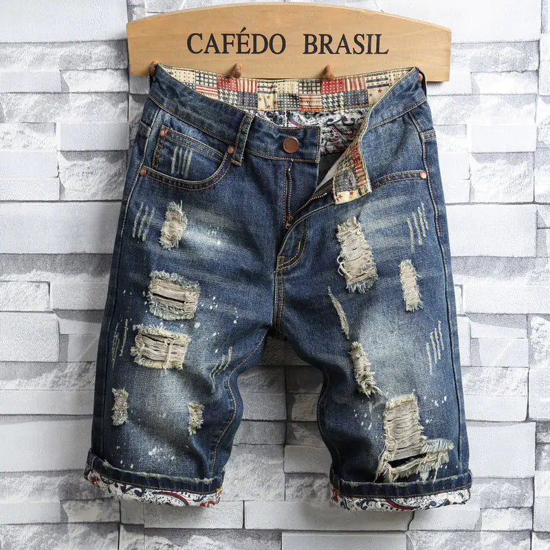 Men's Retro Trendy Ripped Five-Point Summer Shorts