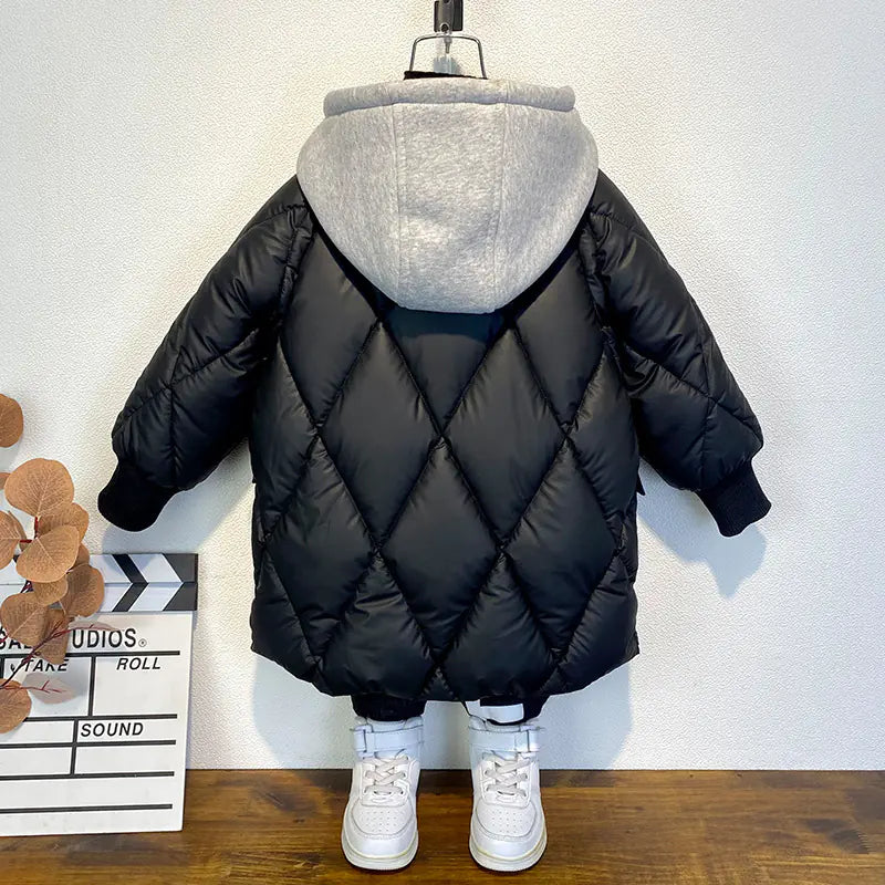 Children's Thick Warm Hooded Down Jacket for Boys