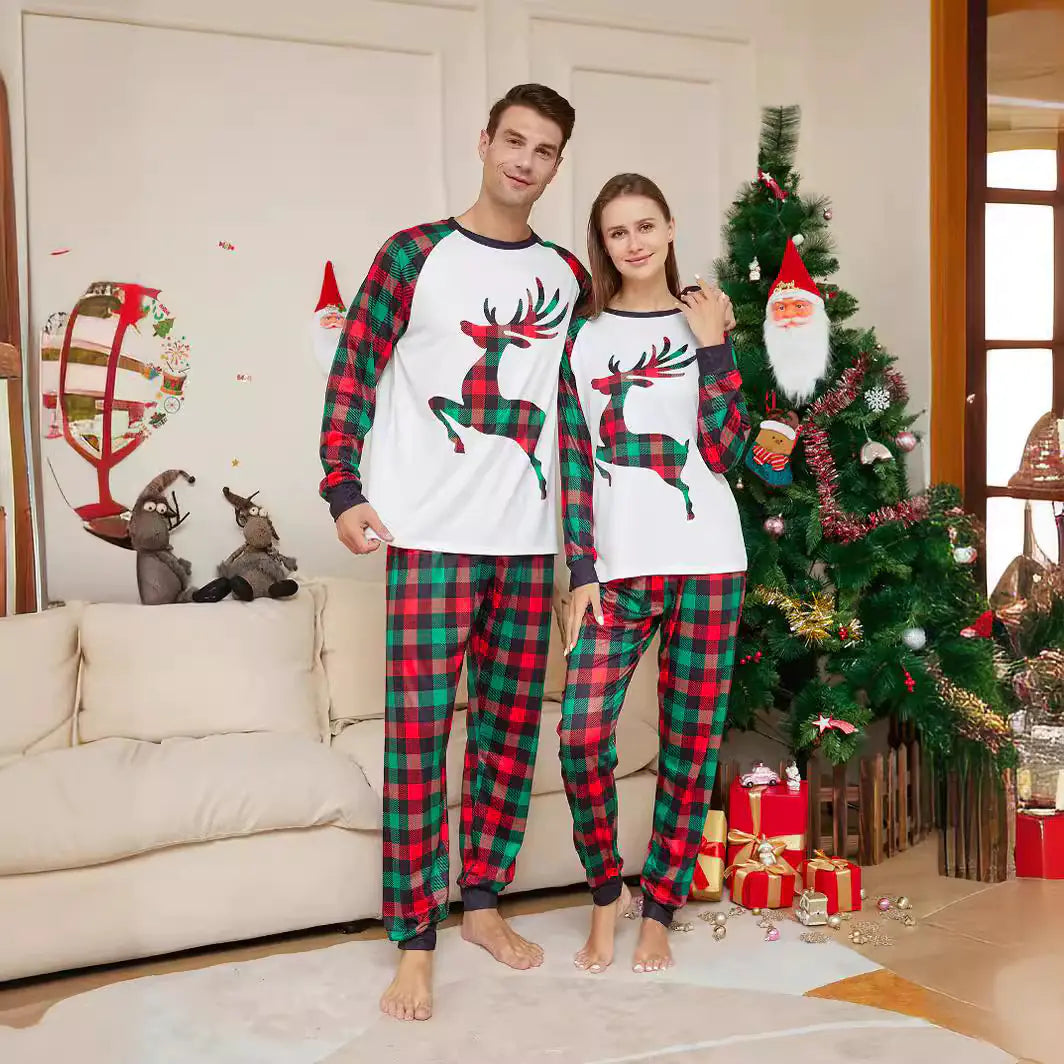2024 Christmas Family Cartoon Reindeer Pajama Set