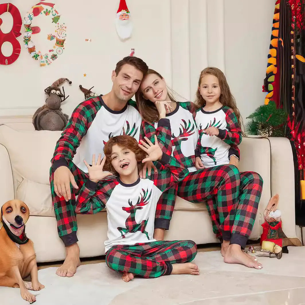 2024 Christmas Family Cartoon Reindeer Pajama Set