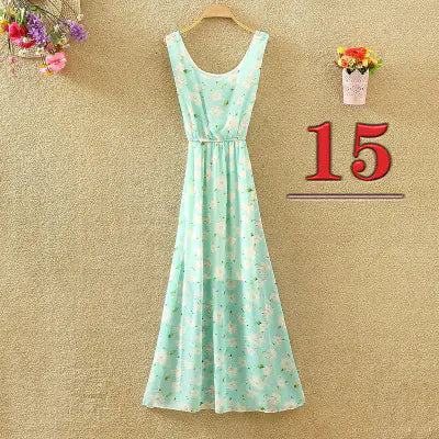 Bohemian Floral Chiffon Maxi Dress for Women