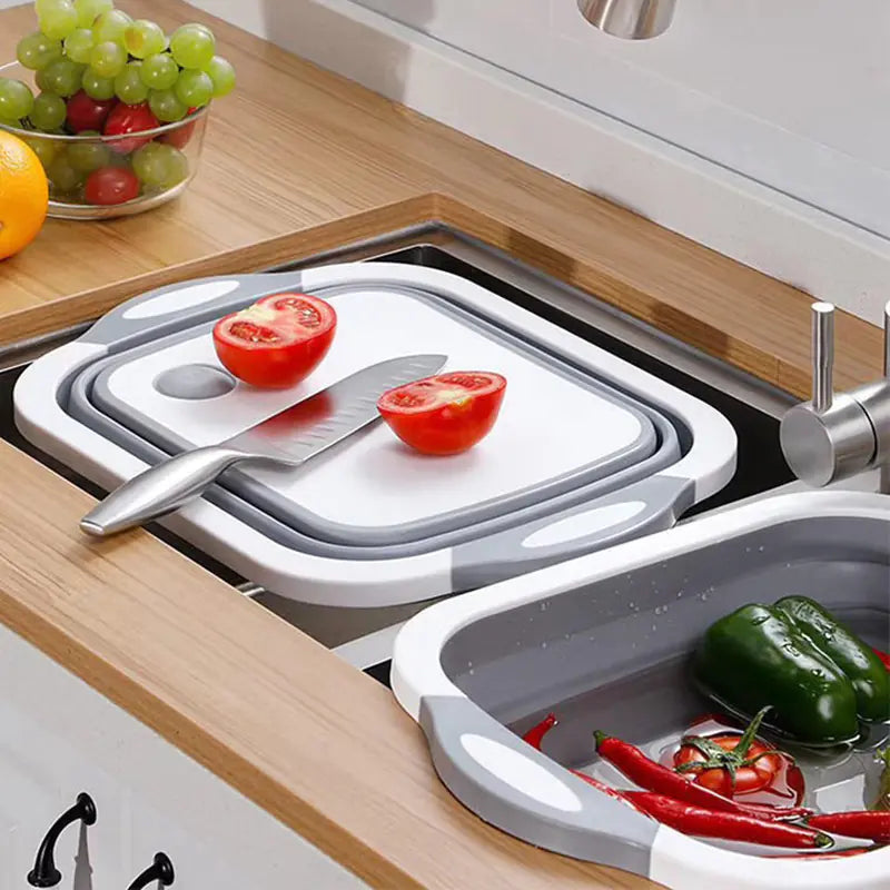 Multifunctional Folding Cutting Board with Drain Basket