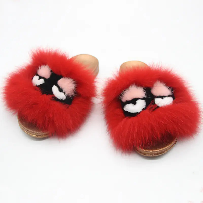 Fashion Faux Fur Slippers for Women - Non-Slip Design