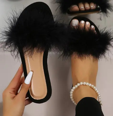 Plush Sandals and Slippers for Fashionable Ladies
