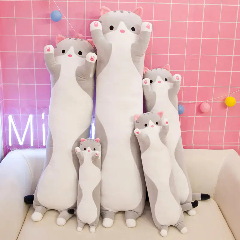 Long Cat Plush Pillow - Cartoon Cat Cuddle Toy