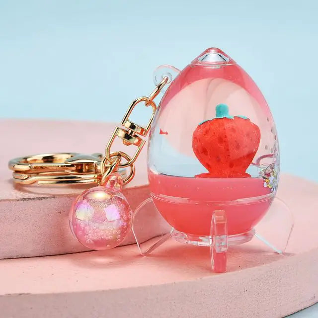 Acrylic Strawberry Sequin Keychain Pendant Gift