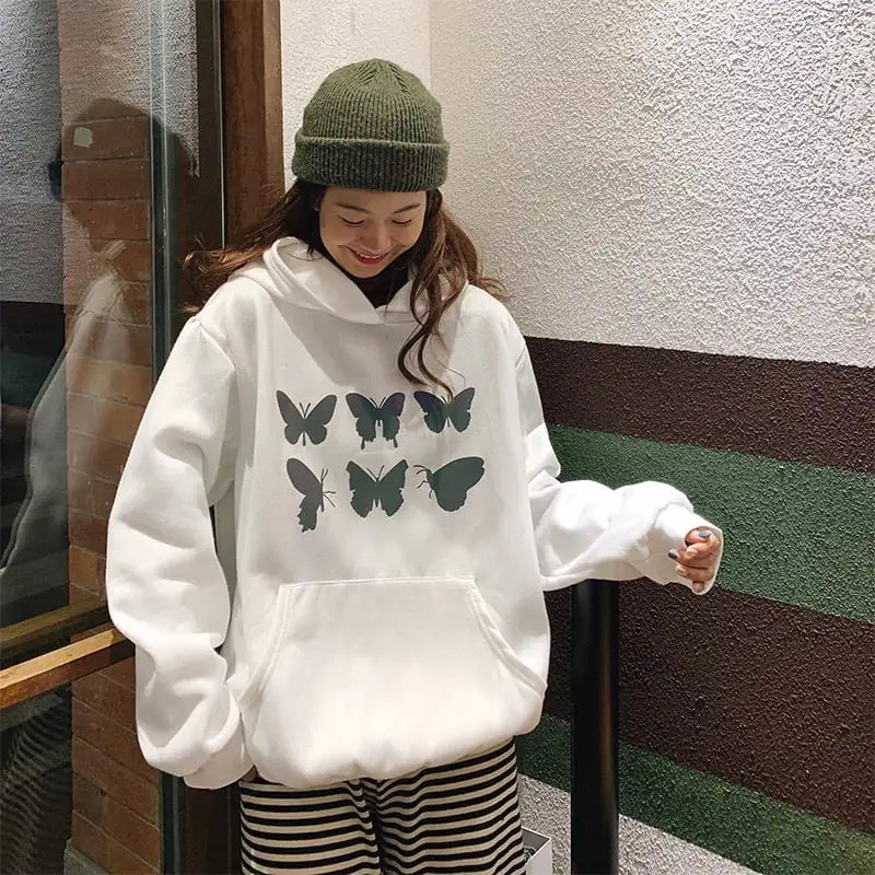 Women's Plus Size Loose Hooded Fleece Sweater