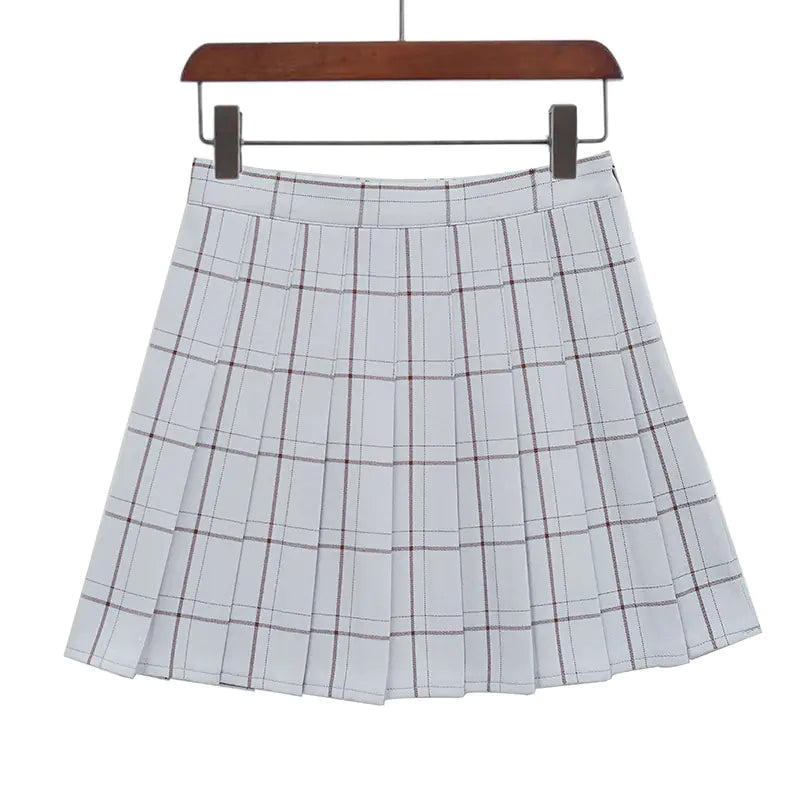 Plaid Pleated A-Line High Waist Skirt
