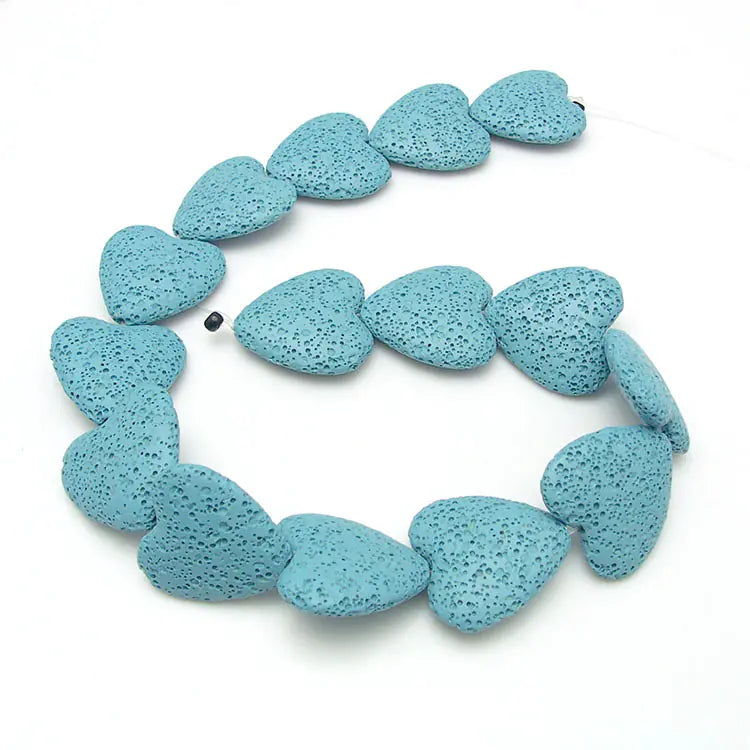 Colorful Heart-Shaped Volcanic Rock Bracelet