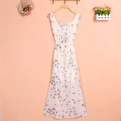 Bohemian Floral Chiffon Maxi Dress for Women