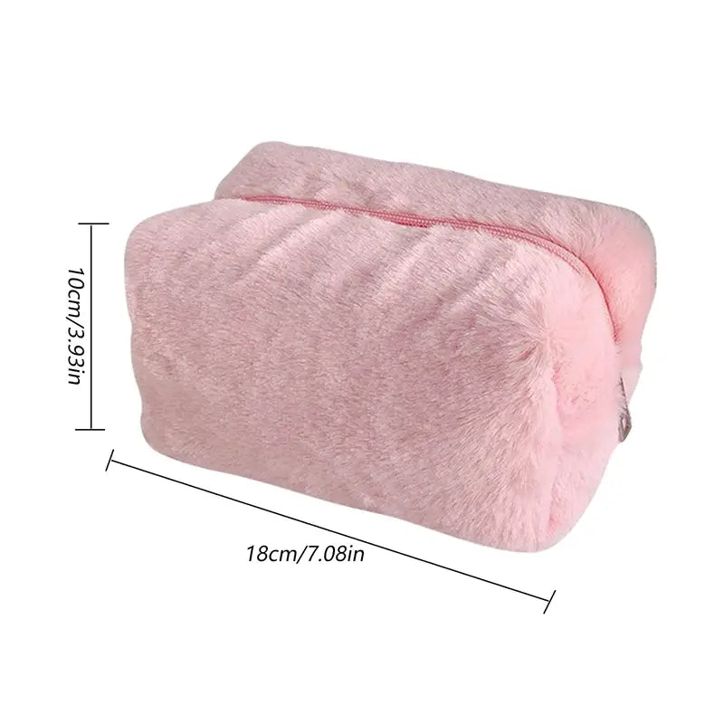 Large Capacity Plush Travel Cosmetic Bag for Women