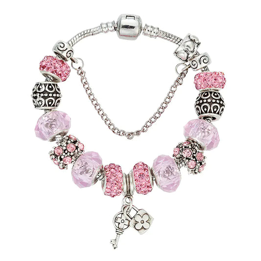 Big Hole Glass Bead Key Pendant Bracelet in Fashion Design