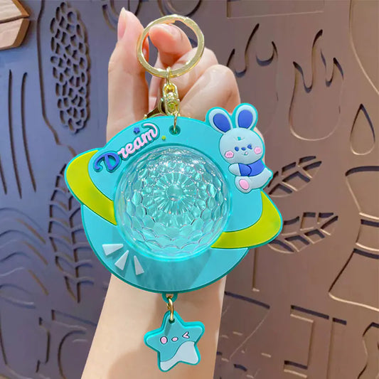 Cartoon Starry Rabbit Glowing Light Keychain Gift