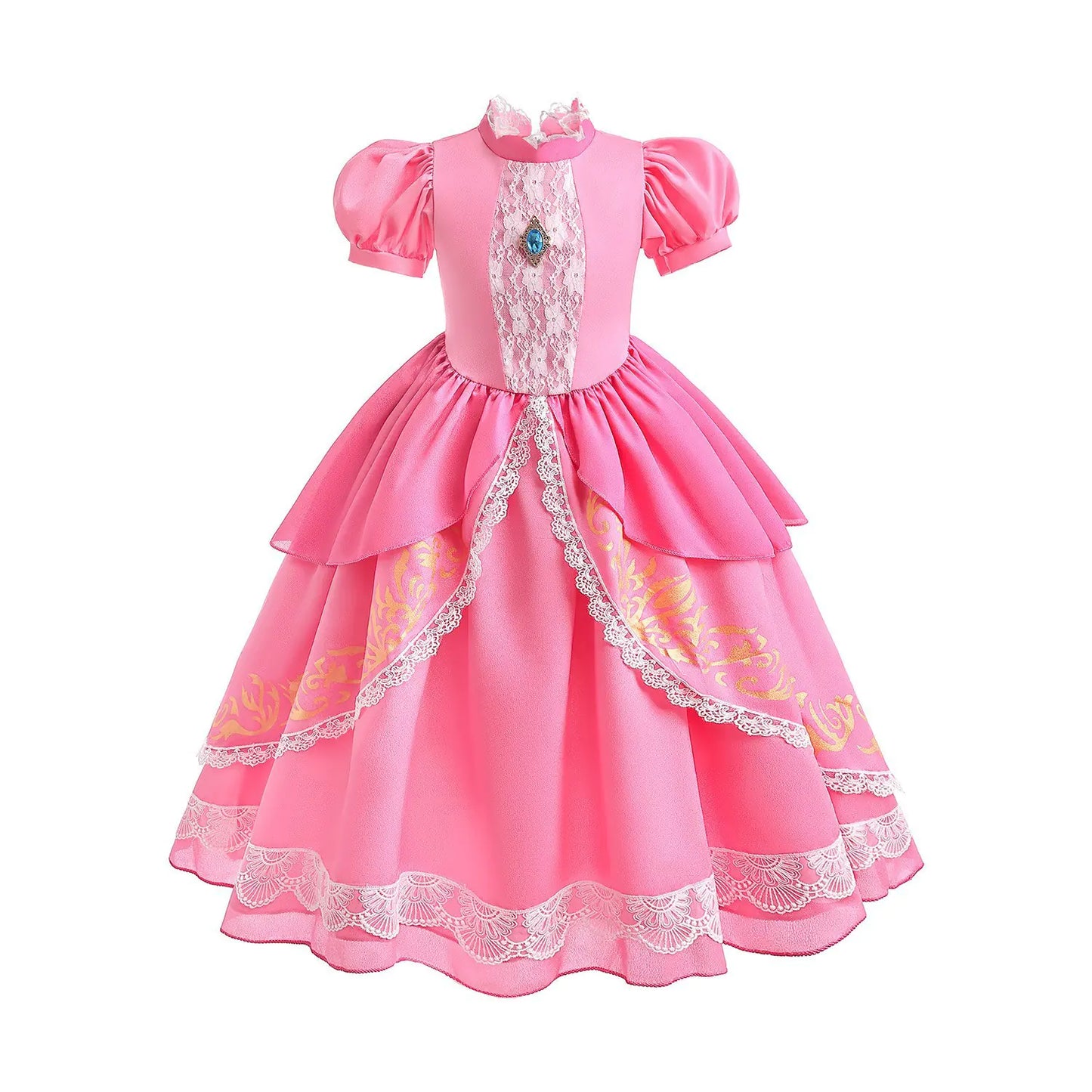 Princess Peach Cosplay Dress with Puff Sleeves