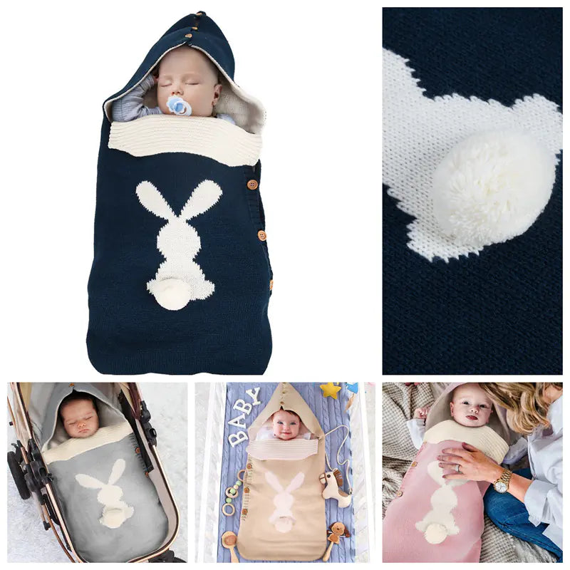 Knitting Rabbit Baby Sleeping Bag for Winter Use