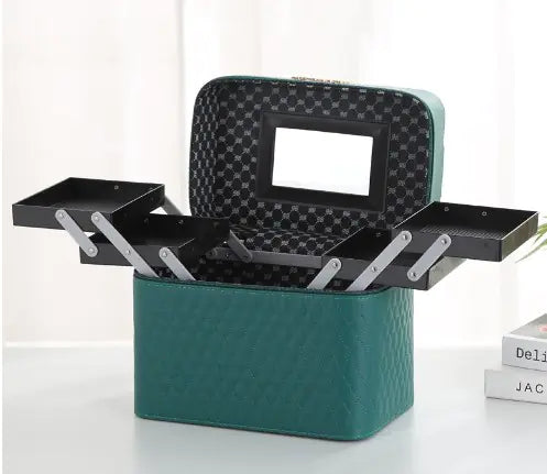 Large Capacity PU Cosmetic Bag with Mirror and Zipper