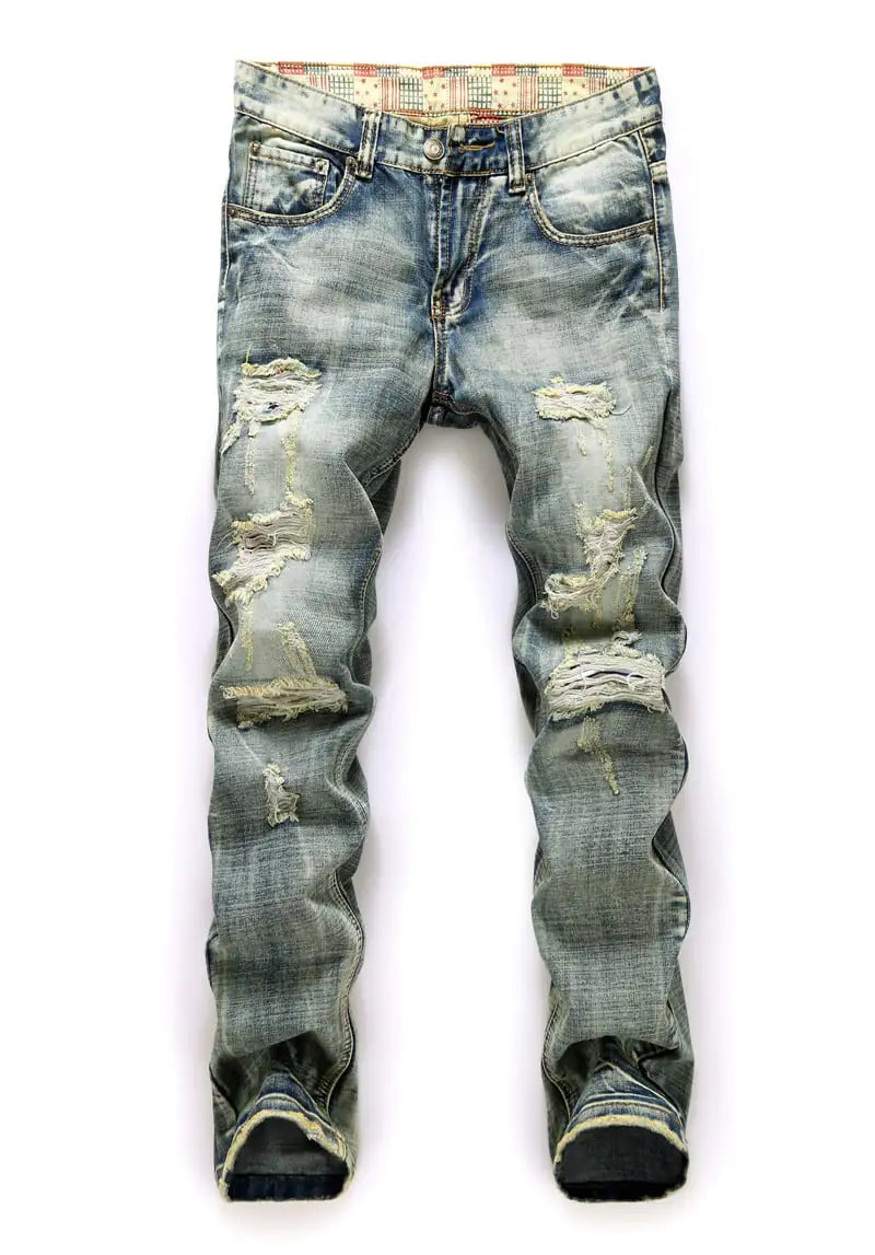 Destruction Print Men's Mid-Rise Jeans