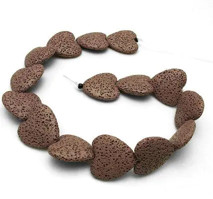 Colorful Heart-Shaped Volcanic Rock Bracelet