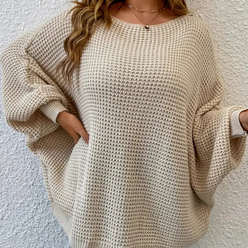 Plus Size Loose Fit Dolman Sleeve Knit Sweater for Women