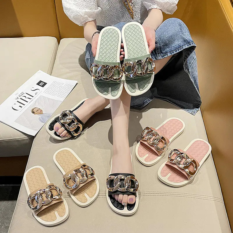 Fashion Metal Beach Sandals and Slippers