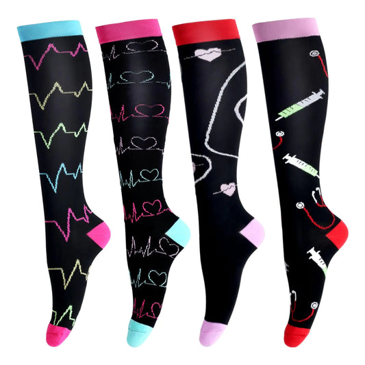LEOSTEP Compression Socks for Women & Men Circulation Long Stockings Support for Nurses Pregnant Hiking Riding Running