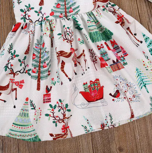 Sleeveless Dress with Christmas Reindeer Print