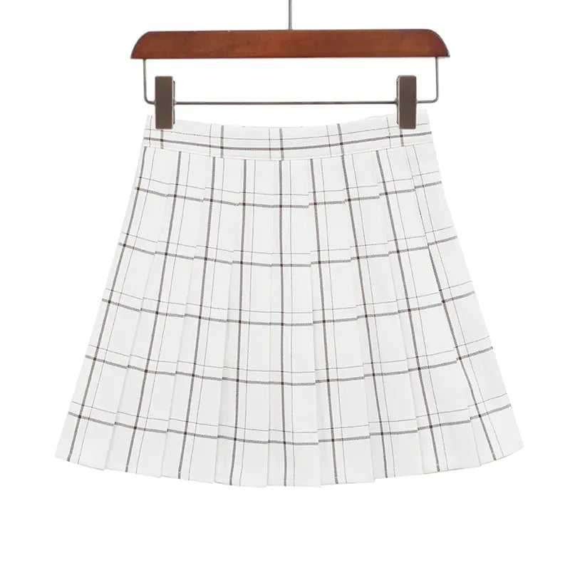 Plaid Pleated A-Line High Waist Skirt