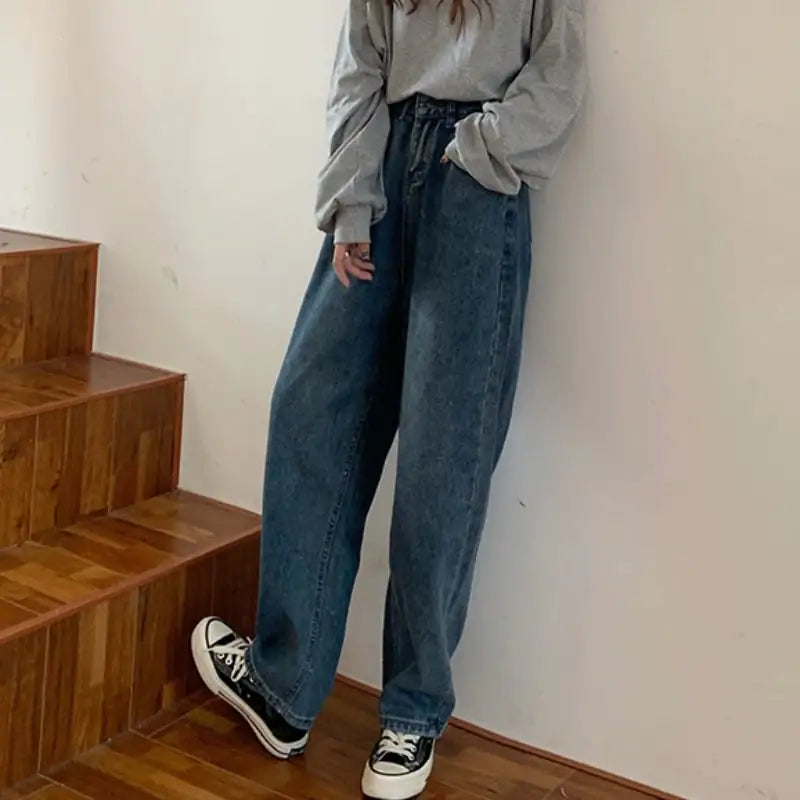 High-Rise Straight-Leg Thin Wide-Leg Jeans for Autumn