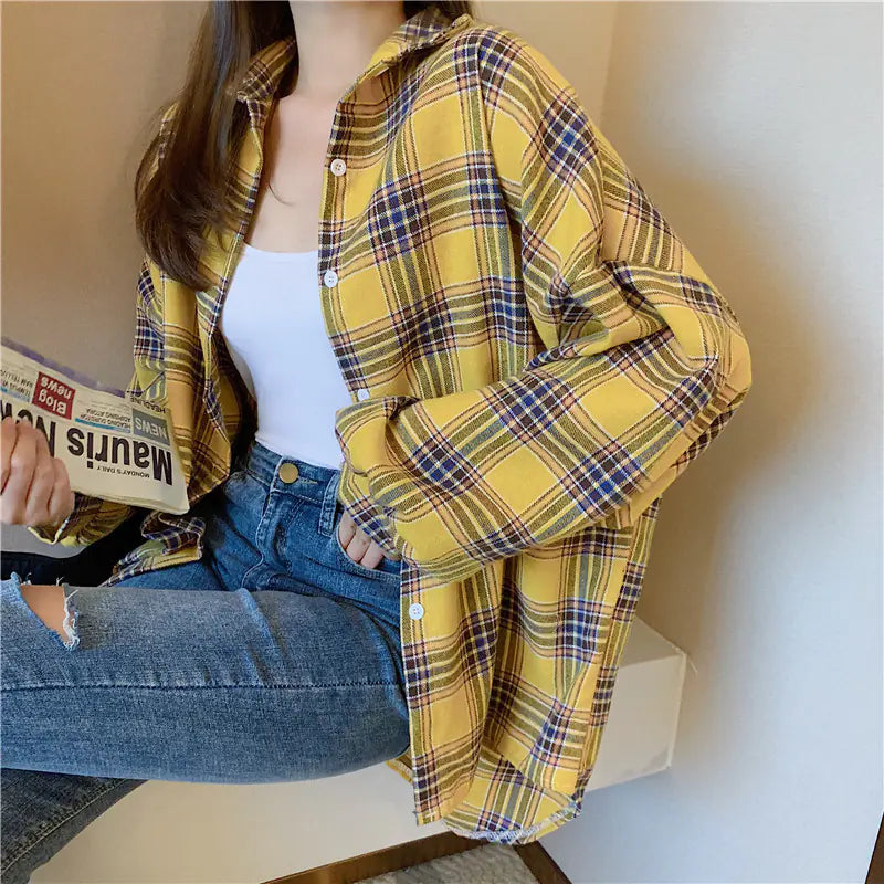 Autumn 2020 Korean Loose Fit Plaid Shirt Jacket
