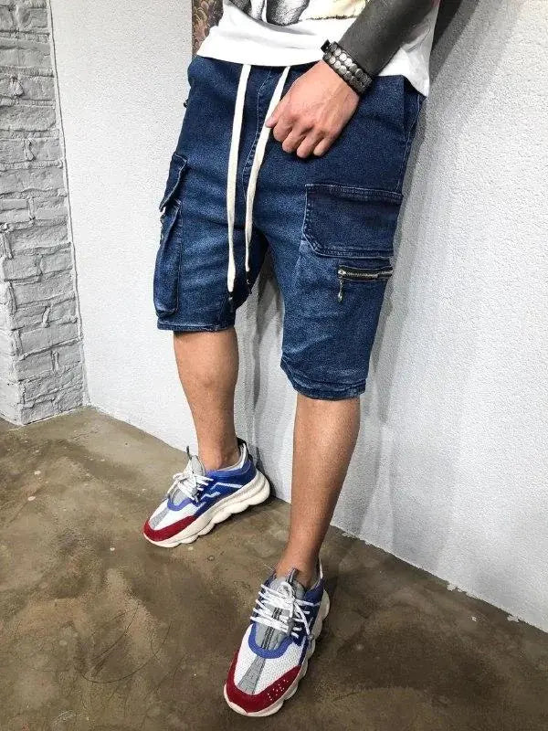 Men's Denim Shorts - Popular Five-Point Overalls