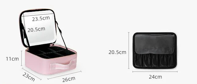 Smart LED Makeup Bag with Mirror - Large Capacity Cosmetic Case